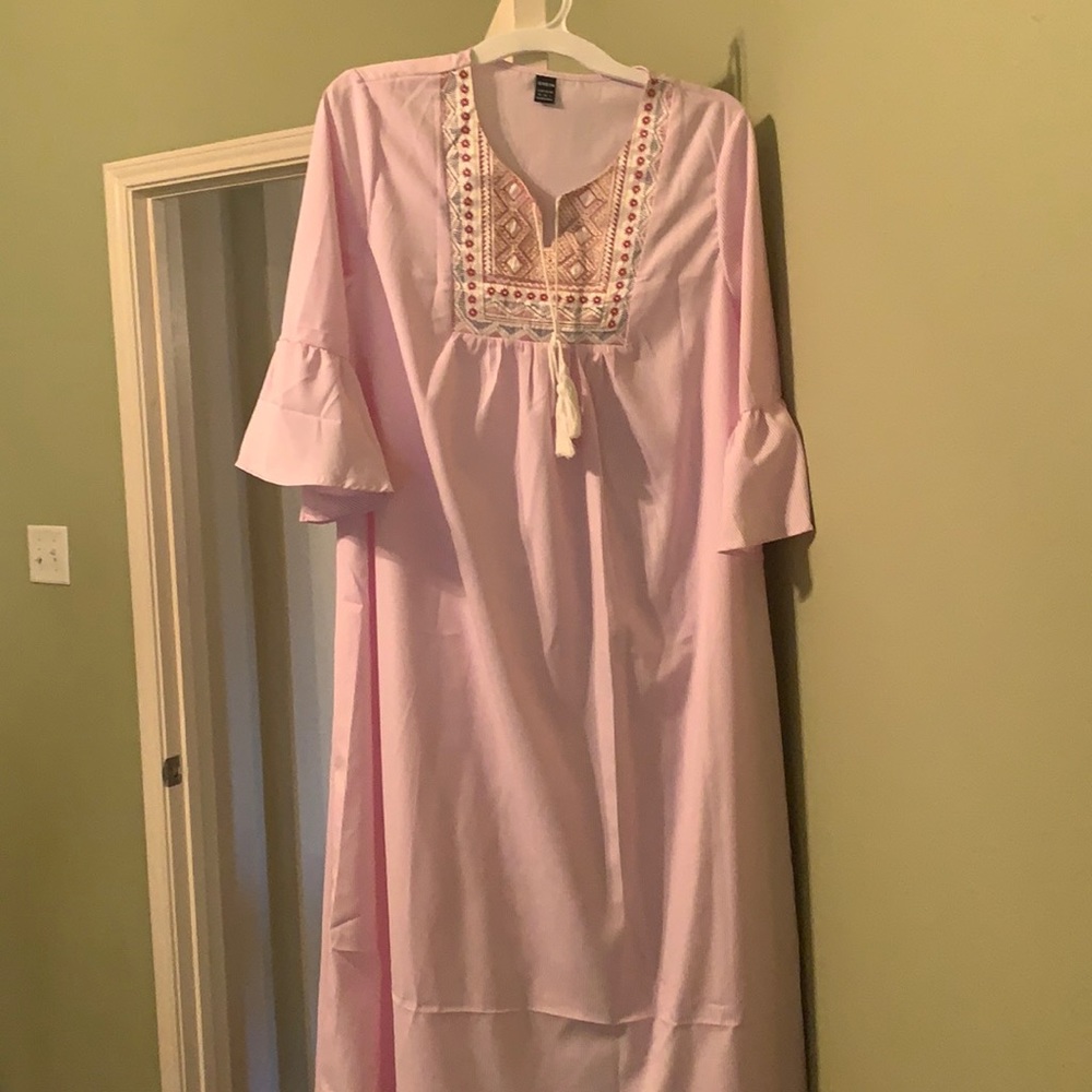 Pink and white stripe dress